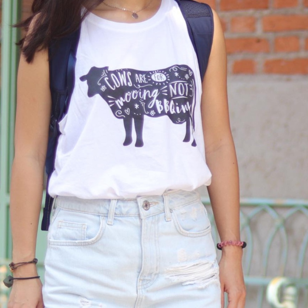 In the soul shine tank top vegan cows are for mooing